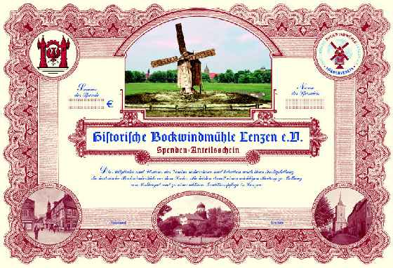 Spenden-Anteilsschein - Zoomen durch Klick auf das Bild